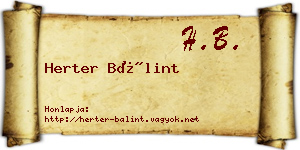 Herter Bálint névjegykártya